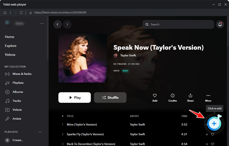 click to add tidal music