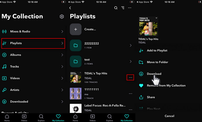 download tidal playlist to a phone