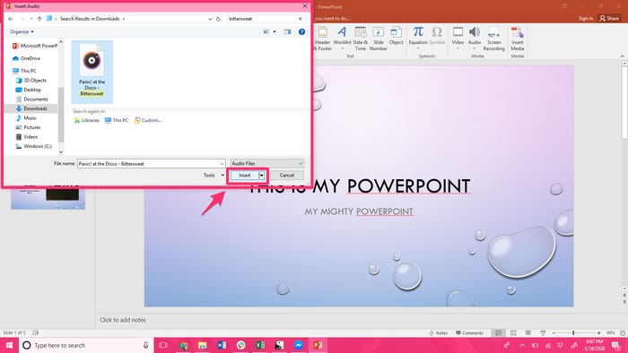 insert tidal music to powerpoint slides