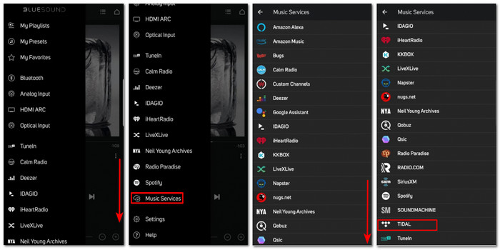 stream tidal music on Bluesound Node 2i 