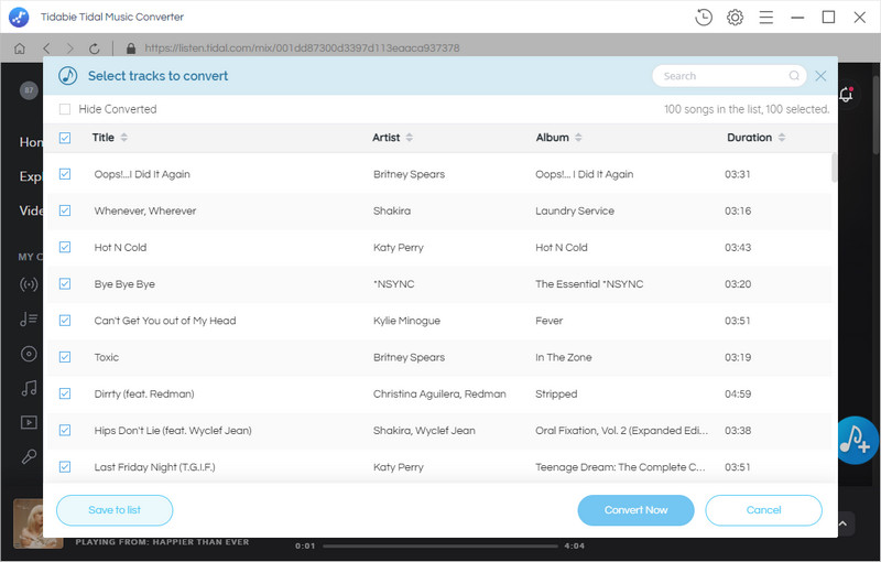select songs and click to start coversion