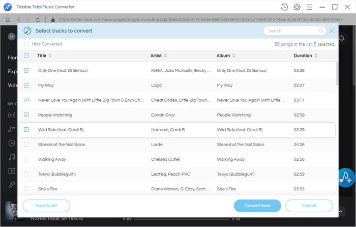 select tidal music to download