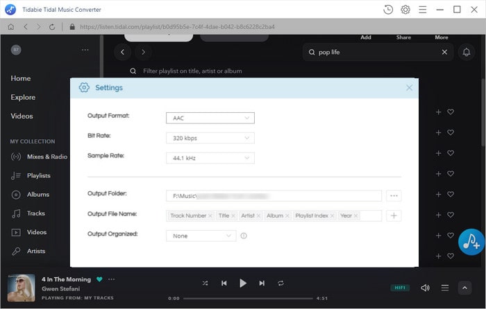 change output format as aac