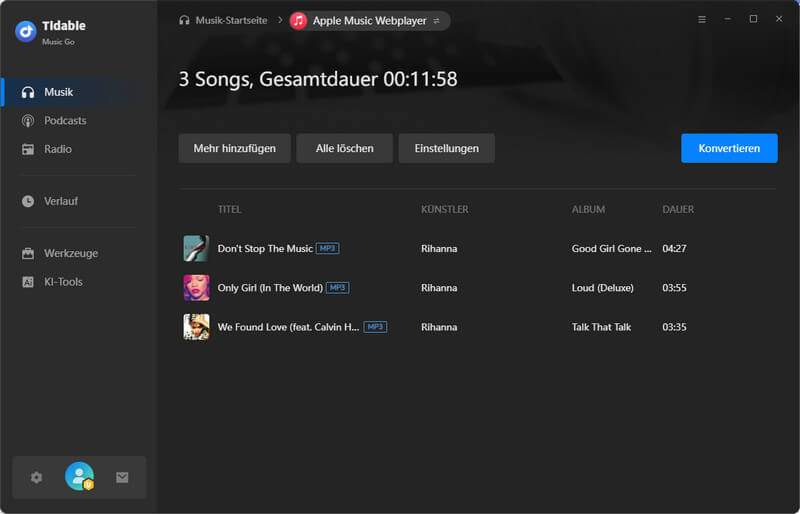 Klicken Sie auf „Konvertieren“, um den Download zu starten