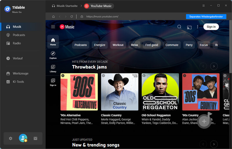 bei YouTube Music anmelden