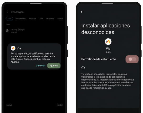 instalar aplicaciones desconocidas