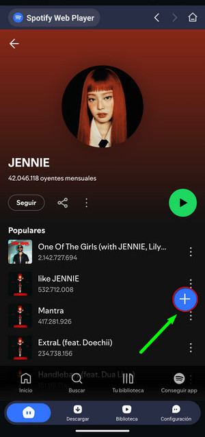 Spotify Android personalizable añadir música
