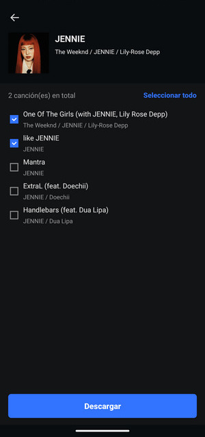 seleccionar canciones en TuneCable Spotify para Android
