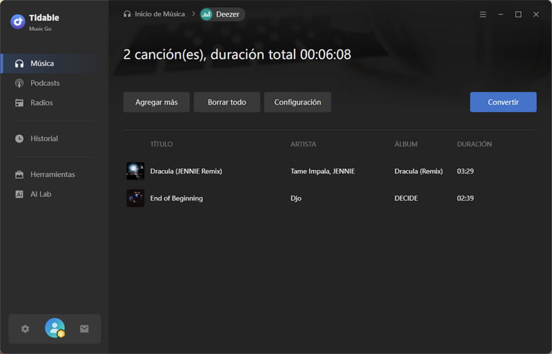 convertir canciones de Deezer