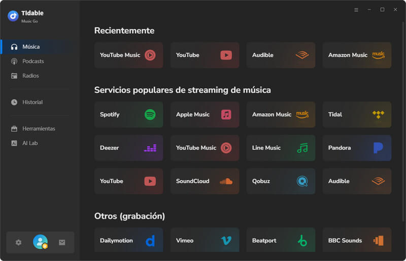 seleccionar sitio web de spotify