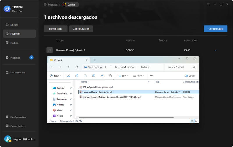 verificar podcast descargado