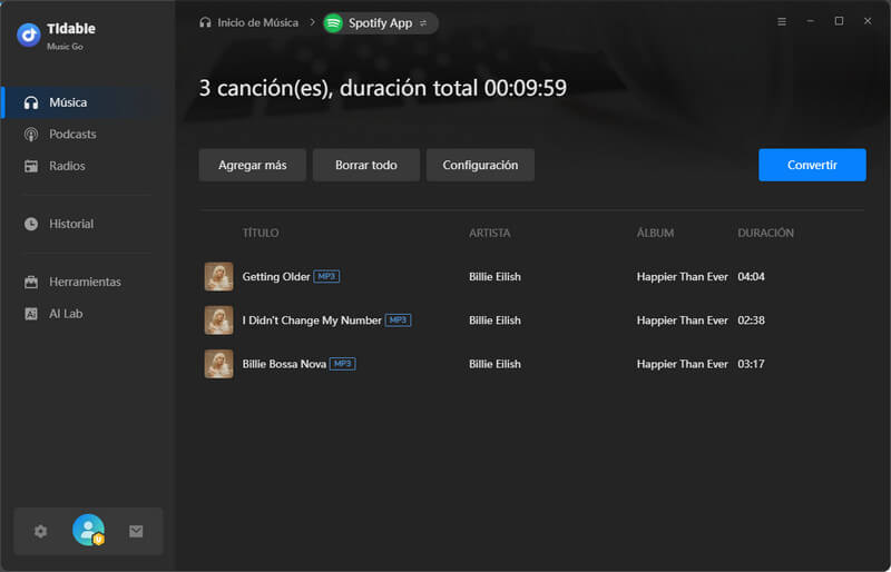 convertir música de spotify a mp3