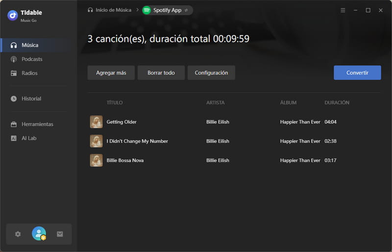 Haz clic para convertir Spotify