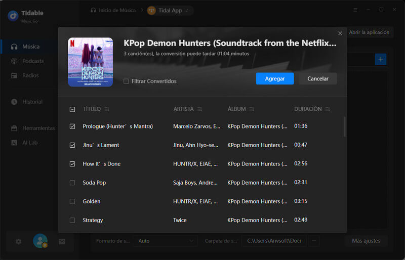 elegir canciones flac para descargar