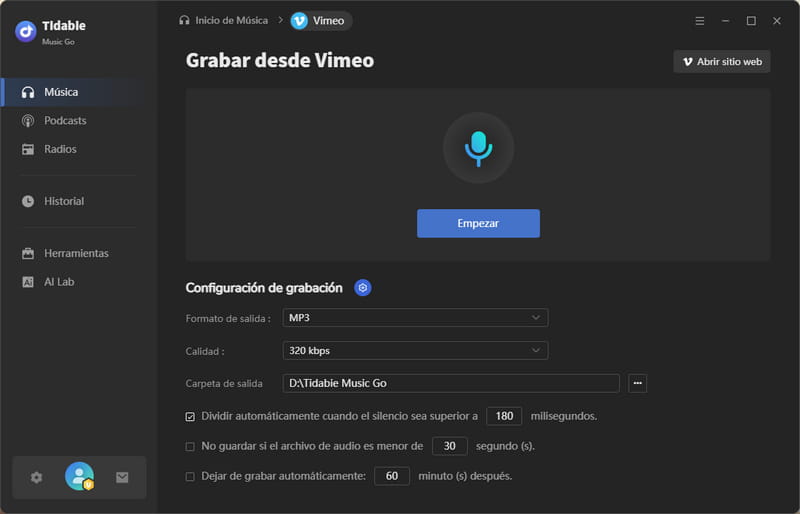 configuración del sitio web