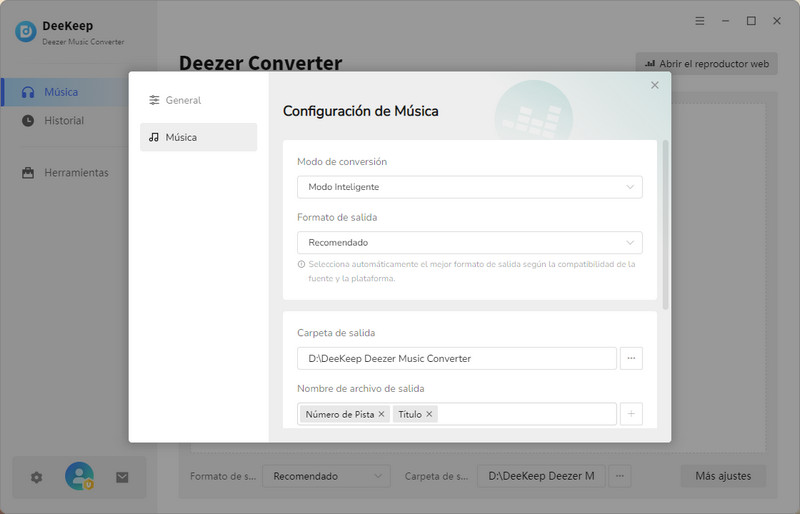 configuración de DeeKeep