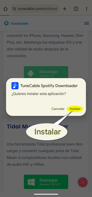 instalar tunecable spotify apk
