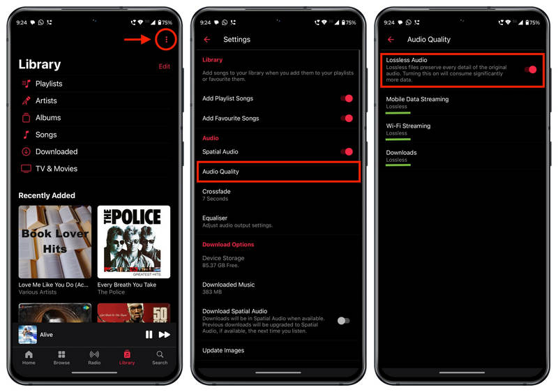 apple music lossless audio on android