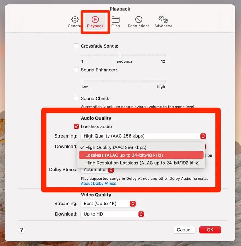 apple music lossless audio on mac