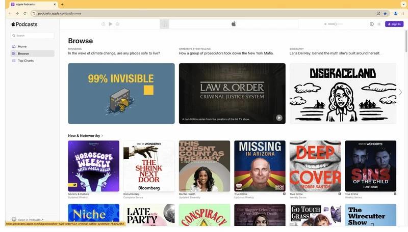apple podcast web page