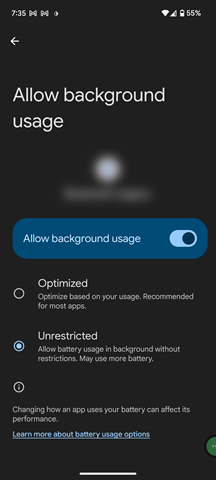 disable battery optimization