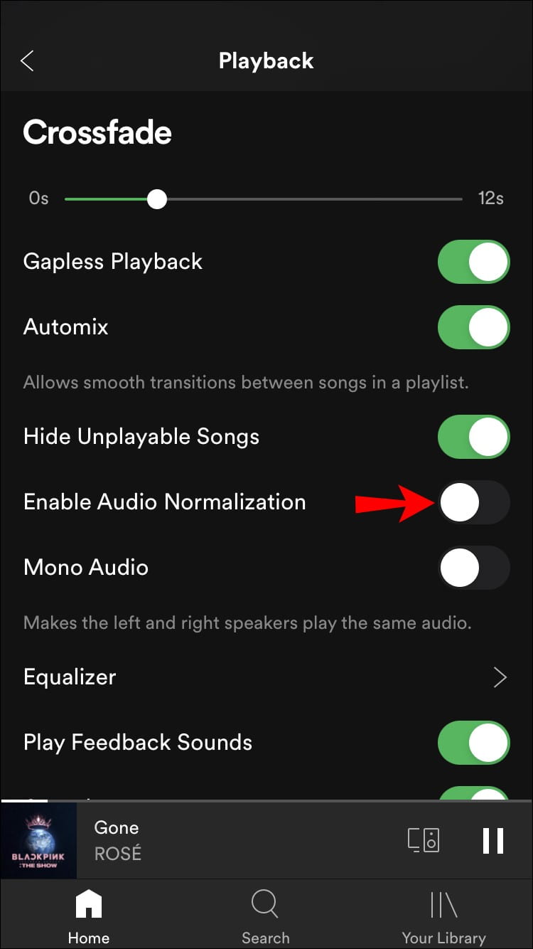 disable normalize volume on spotify