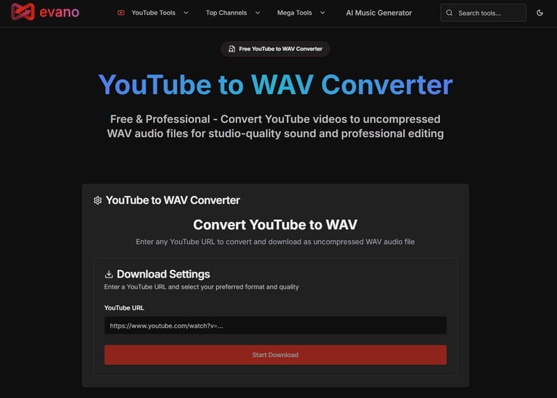 evano youtube to wav converter
