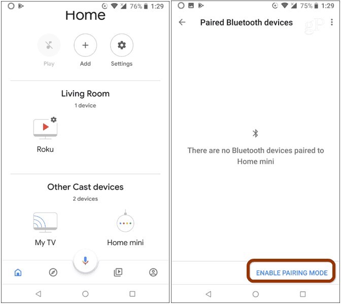 google home bluetooth