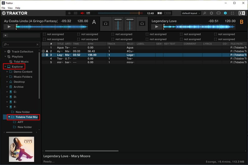 mix tidal music with traktor dj