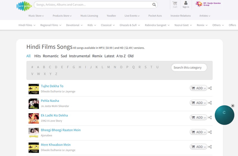 download hindi songs from saregama