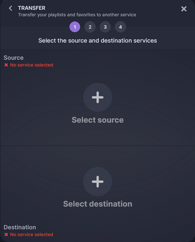 select transfer on soundiiz