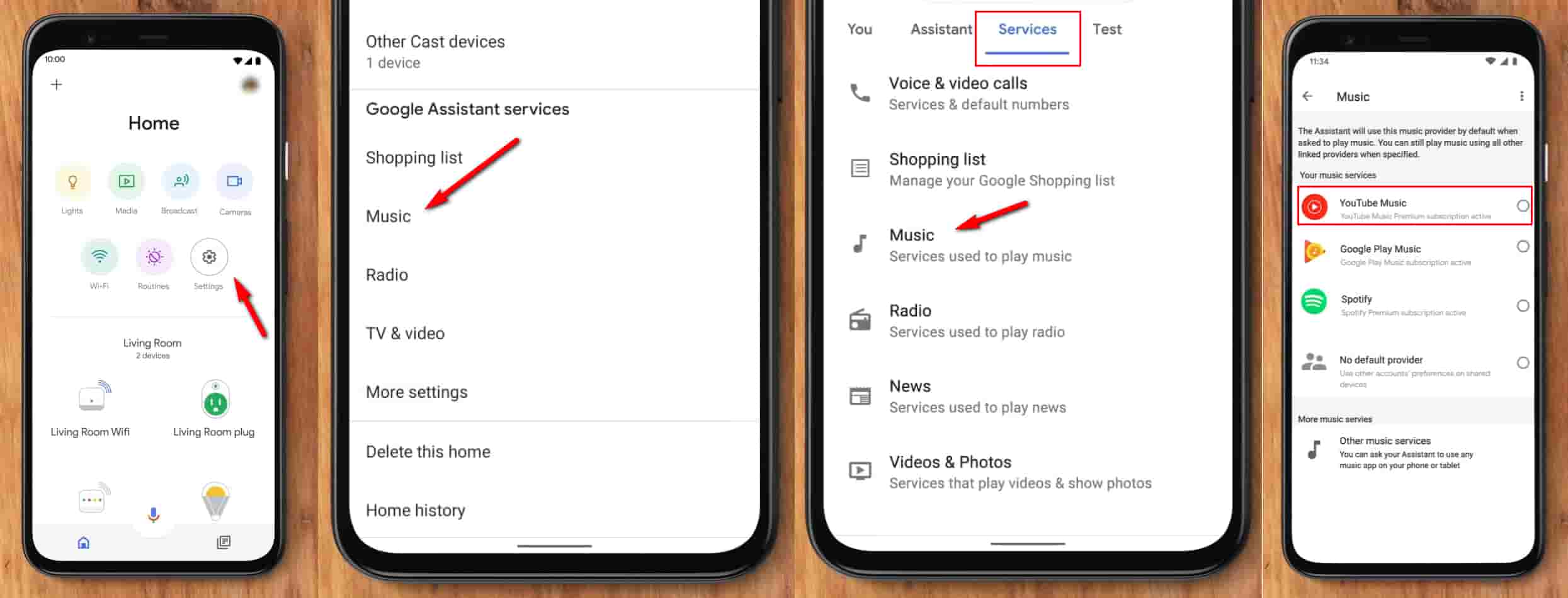set youtube music as default music service