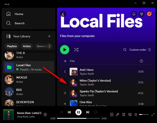 view local tidal music files on spotify