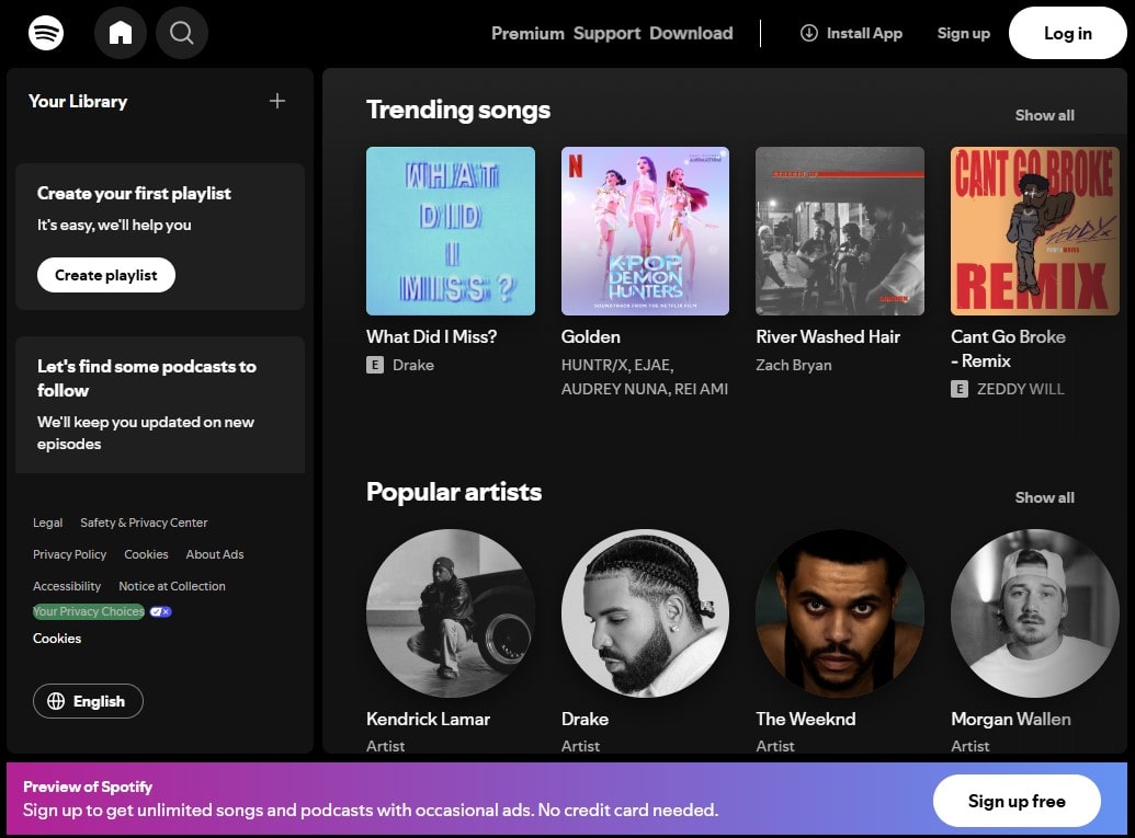 spotify web player