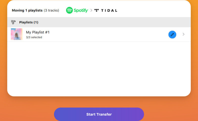 start transferring spotify playlist