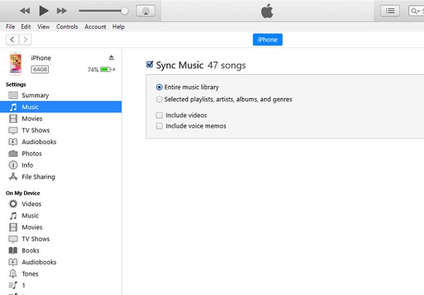 upload music to iphone via itunes