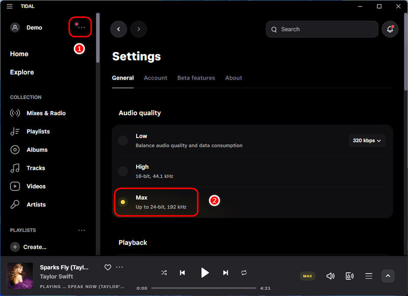 tidal max audio quality