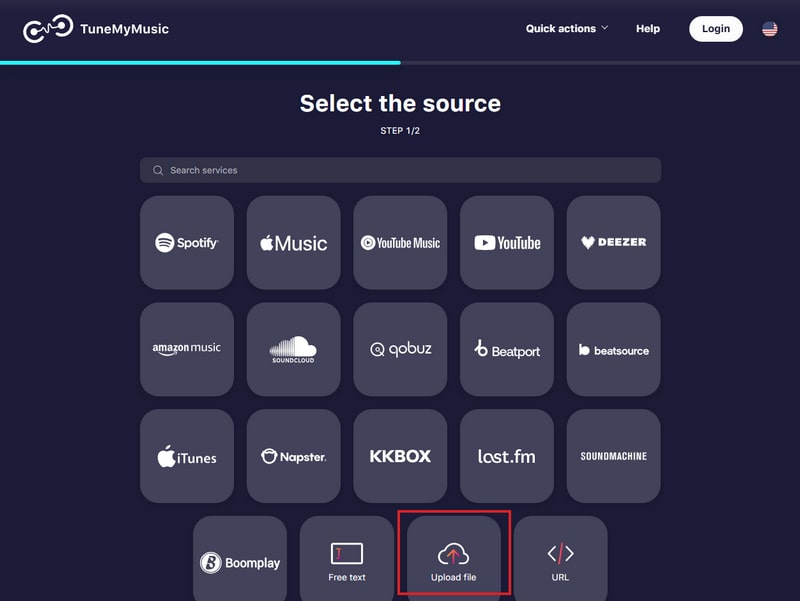 upload file to tunemymusic