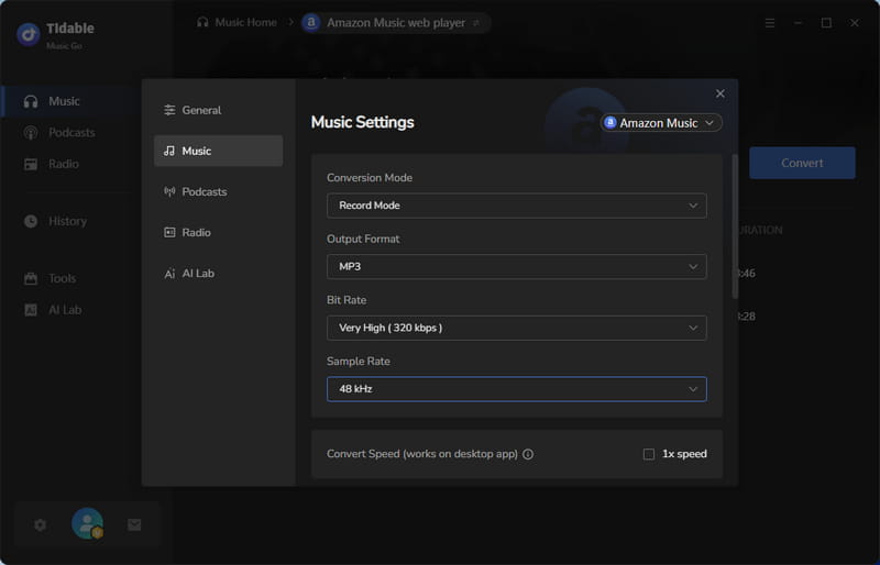 amazon music settings