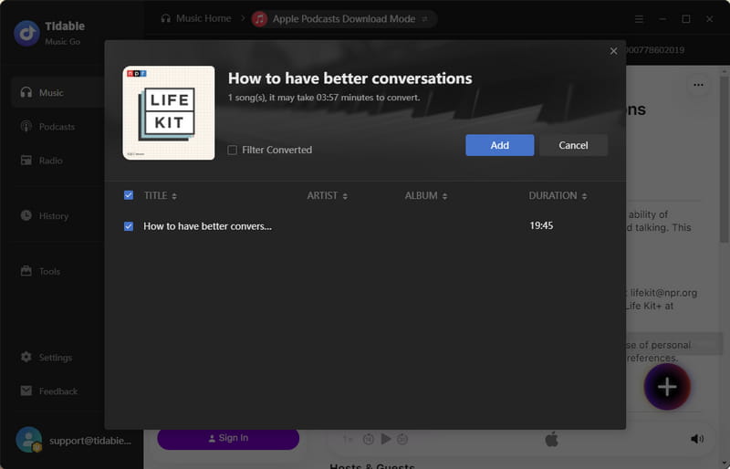 select apple podcast episode