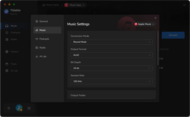 apple music settings alac