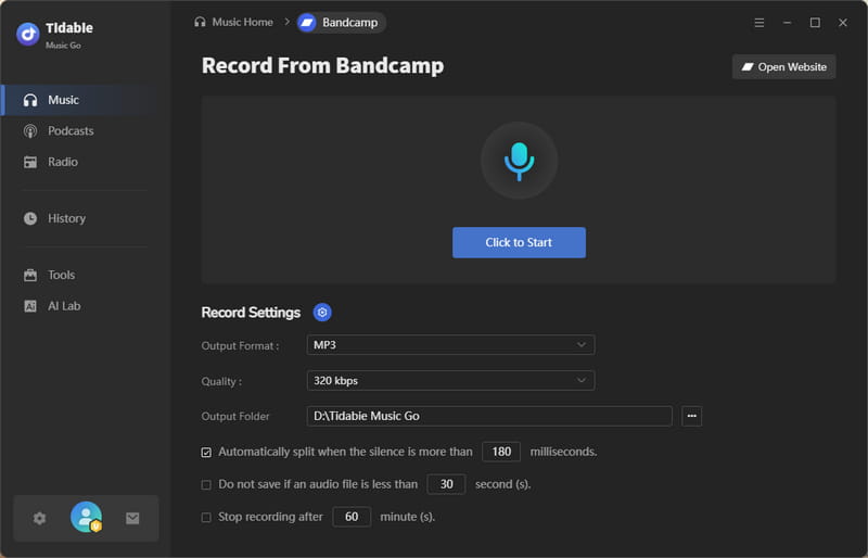 bandcamp settings