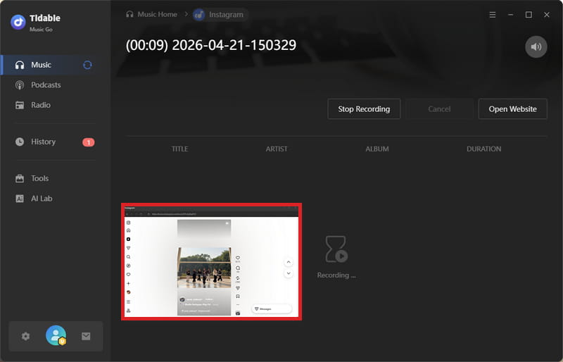 recording from instagram