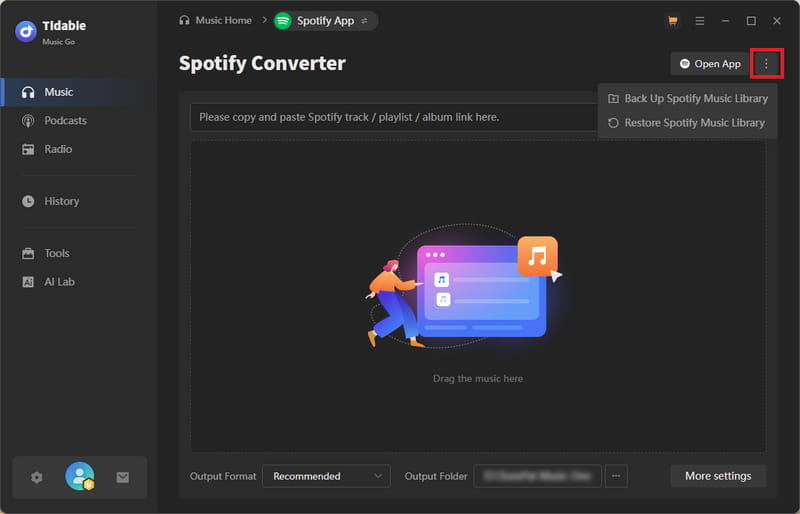 backup or restore spotify music library