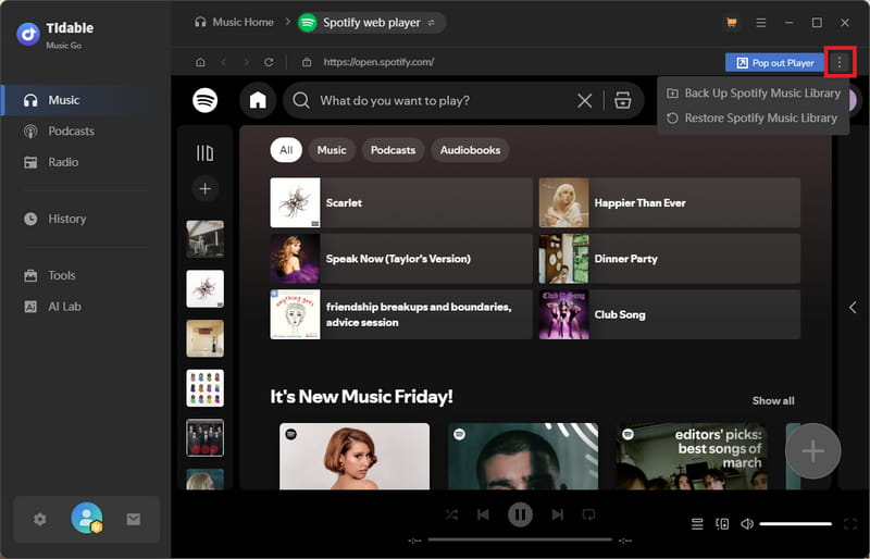 backup or restore spotify music library