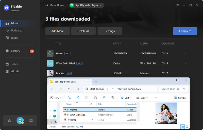 converted spotify wrapped music