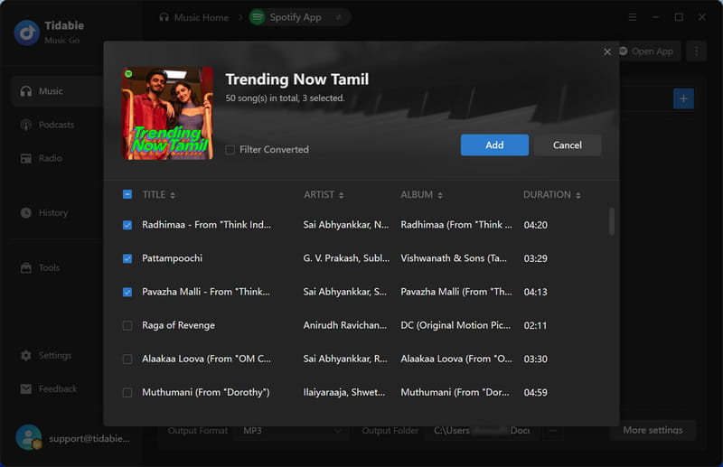 select tamil songs