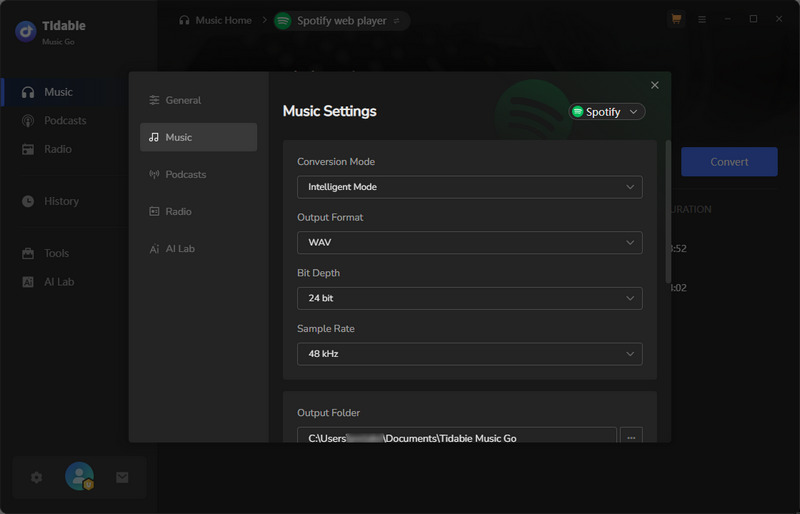 spotify web settings