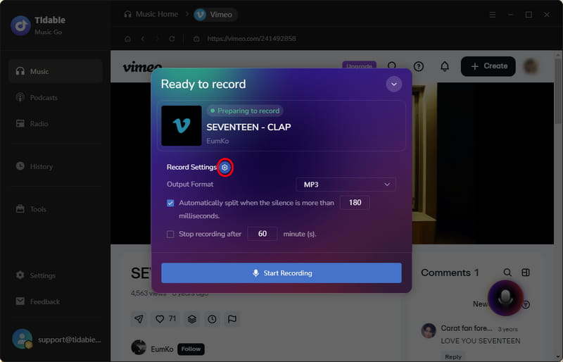 start recording
