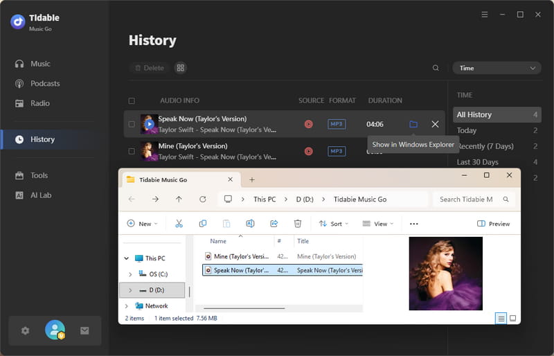 downloaded YouTube Music in folders